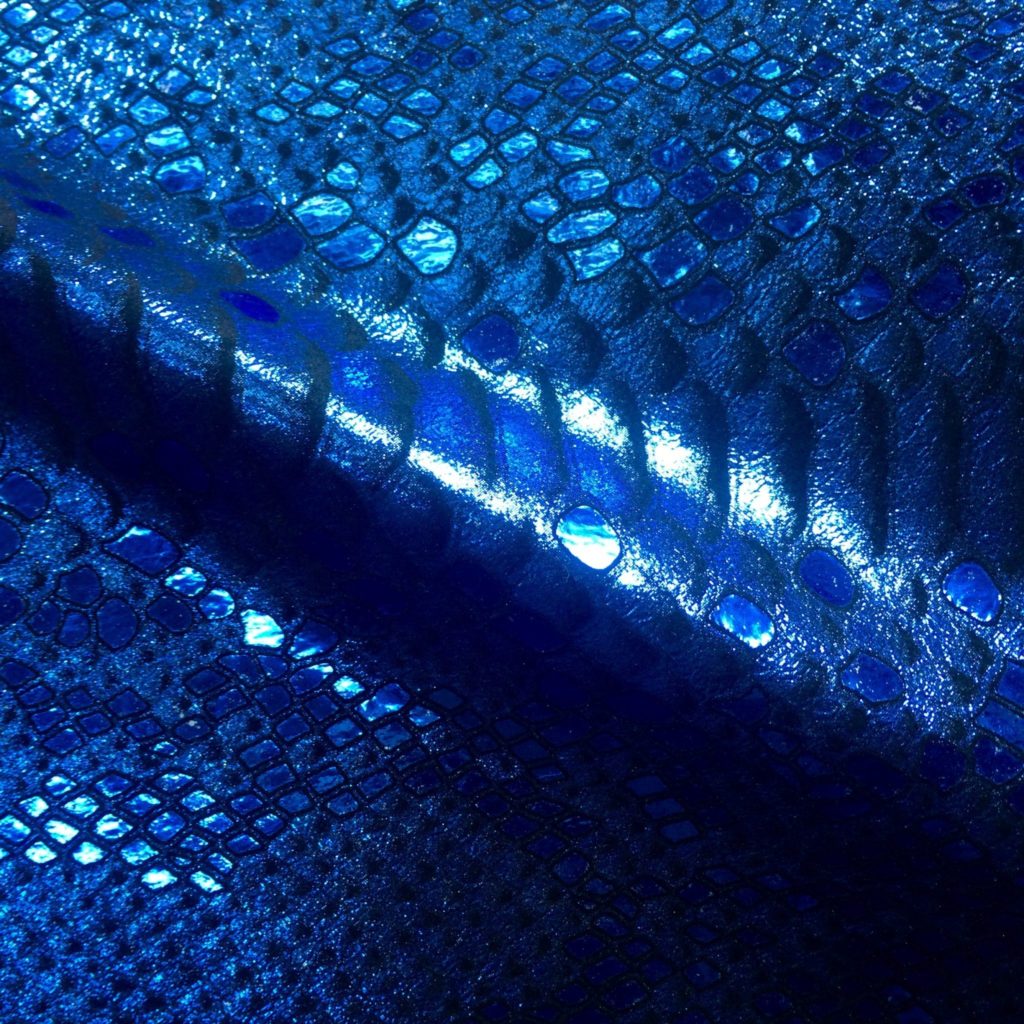 Blue Metallic Python on Black Pig Suede - Rainbow Leather