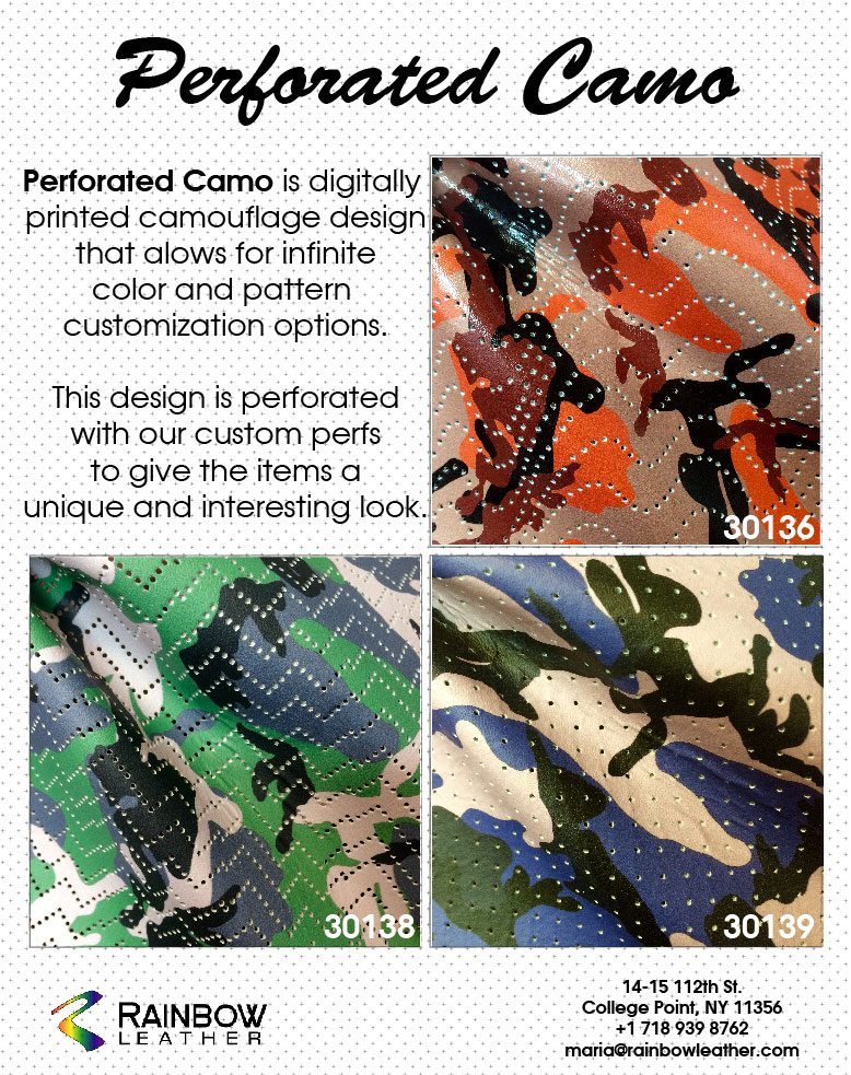 perforated camo collection on white lamb