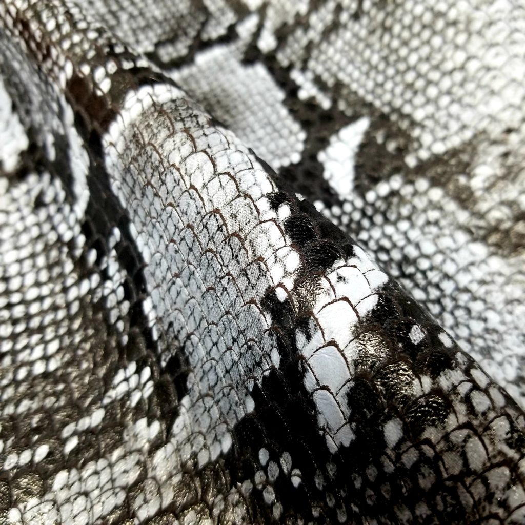 Black Python Cuts on Chocolate Soft Leather - Rainbow Leather