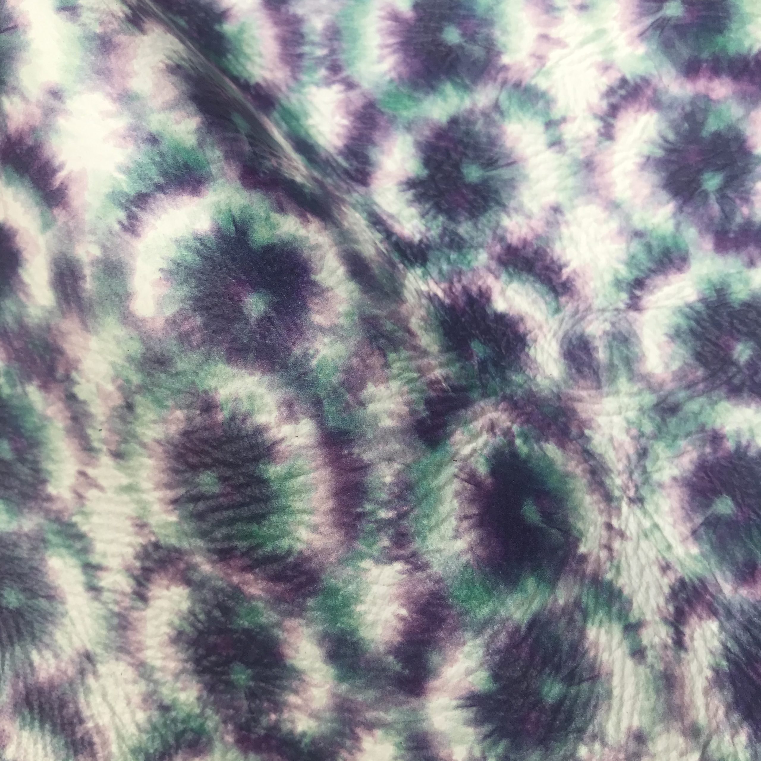 Mojave Tie Dye Print on White Pebbled Cow - Rainbow Leather